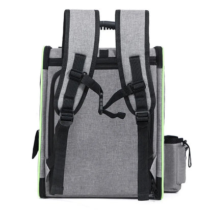 I YAN expandable cat carrier backpack with shade cover and breathable mesh, designed for travel with cats or small dogs.