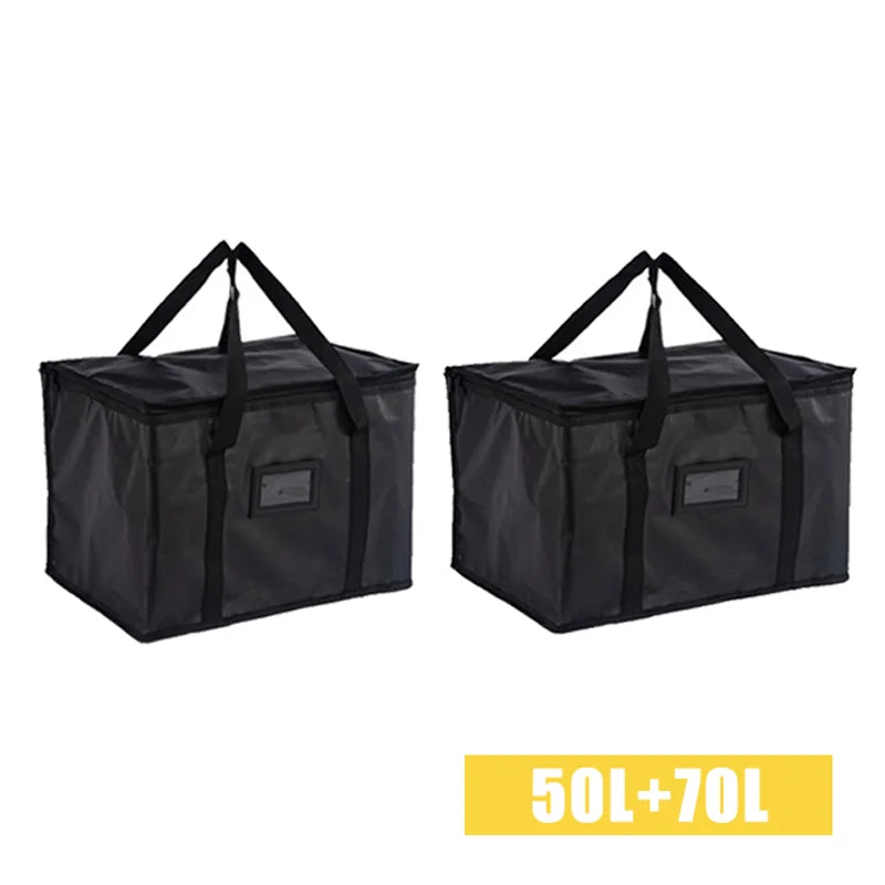 70L Insulated Thermal Cooler Bag Insulation To Keep Cold Large Capacity Portable Lunch Bag Zip Picnic Camping Tin Foil Food Bag