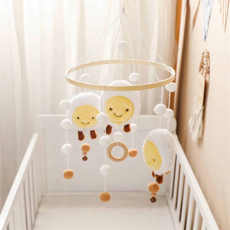 Hot Air Balloon Wooden Baby Crib Mobile – Musical Bed Bell & Rattles for Newborns 0–12M - I YAN