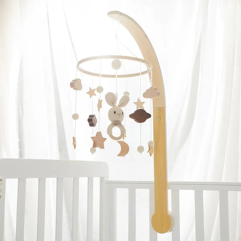 Baby Cloud Crib Mobile with Musical Box – Wooden Rattle Toy for Newborns 0–12M - I YAN