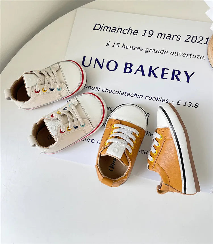 Spring/Autumn Baby Shoes Leather Toddler Boys Barefoot Shoe Soft Sole Girls Outdoor Tennis Fashion Little Kids Sneakers