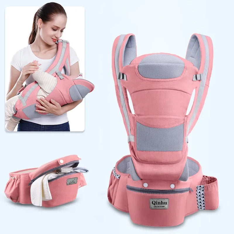 Newborn Ergonomic Baby Carrier Backpack with Hip Seat – Front Facing Kangaroo Wrap for Travel - I YAN