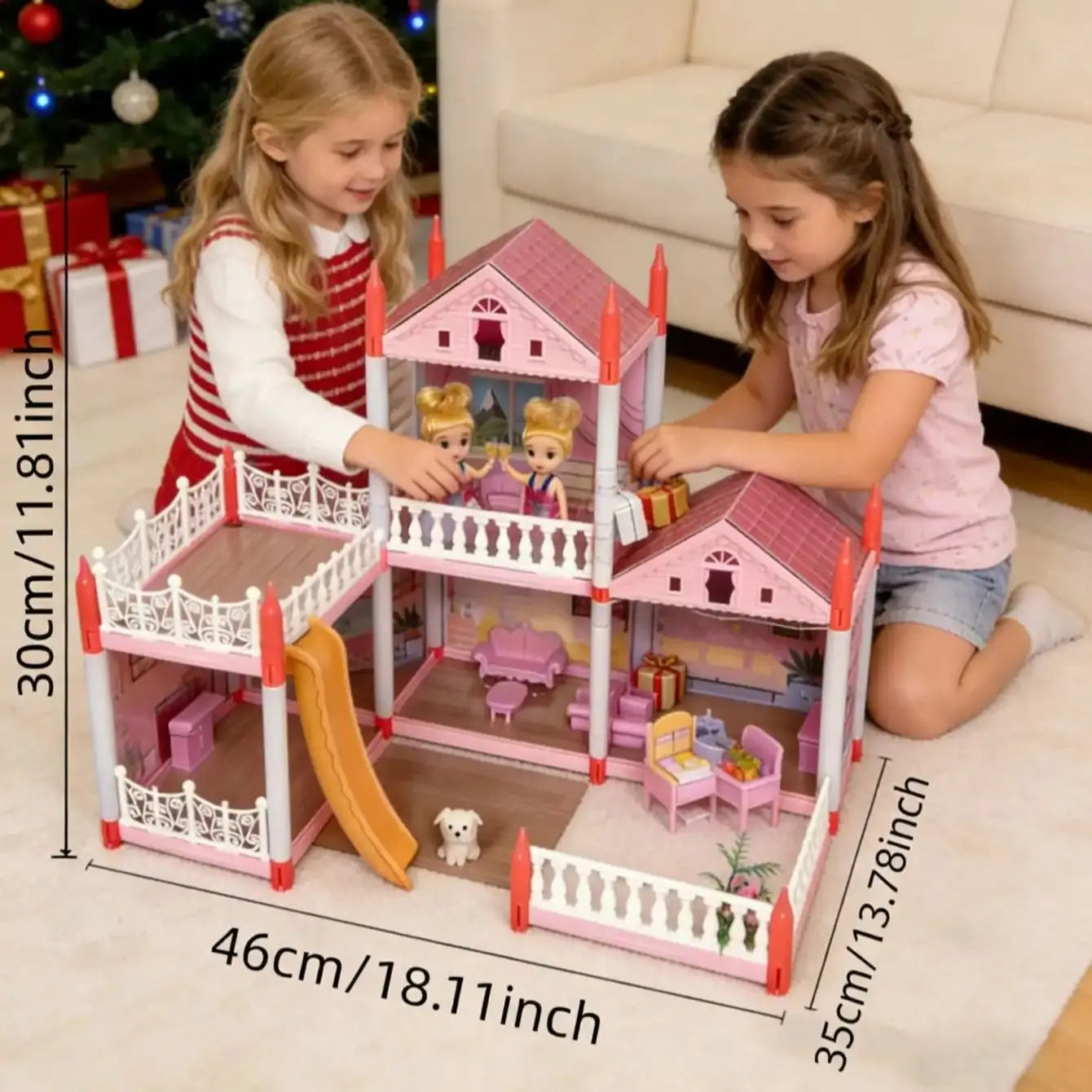 I YAN Villa Dollhouse Playset with furniture, a DIY castle for kids, educational puzzle toy perfect for children’s day gift