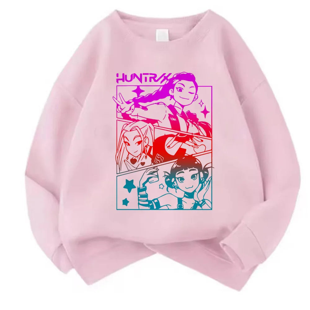 Movie Fans Gift Hoodie Girls Kids Huntrix Kpop Demon Hunters Children's Sweatshirt Cute Tiger Harajuku Hoody for Boys Girls