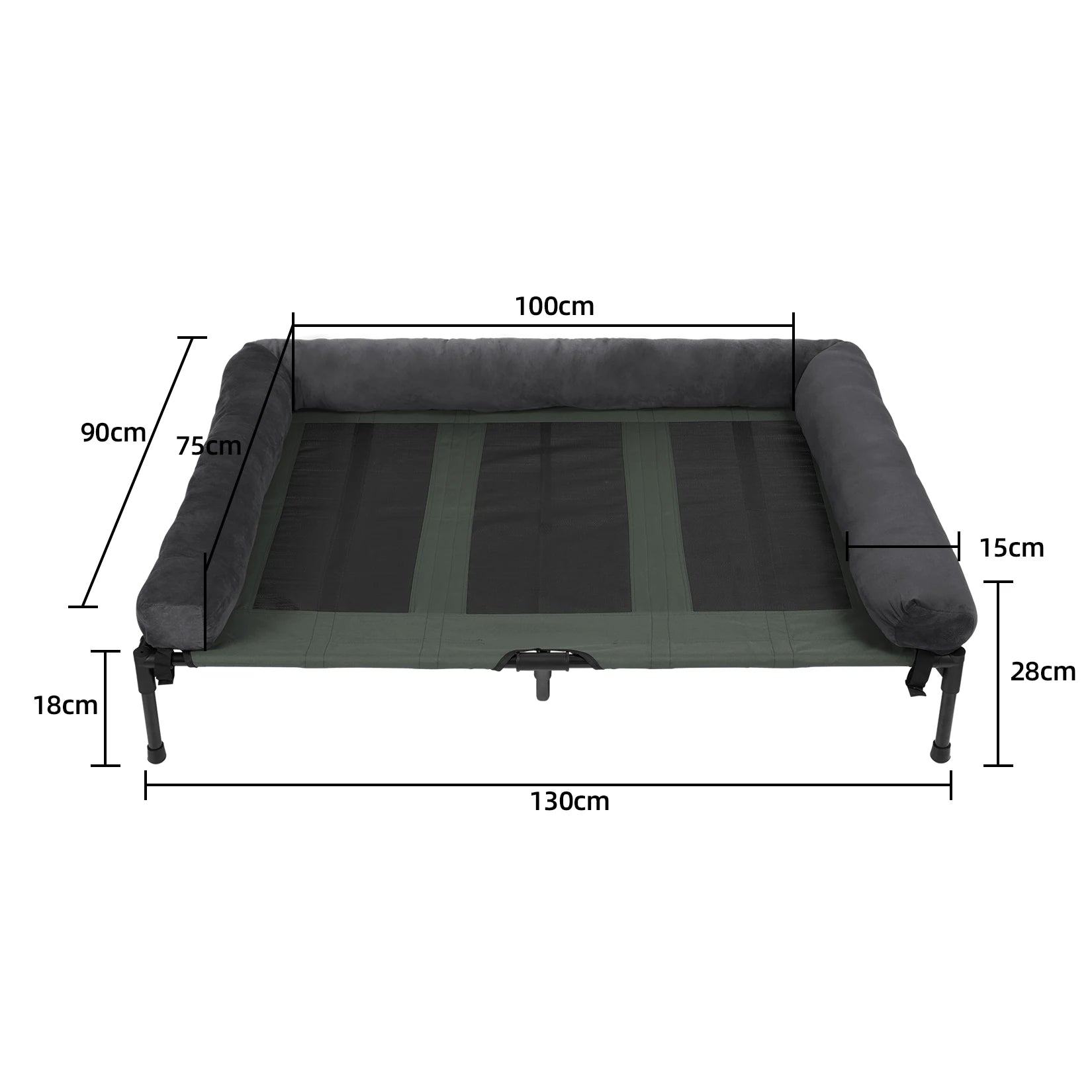 L-2XL Outdoor IndoorElevated Dog Bed for Large Sized Dog Cooling Raised Cot Pet Hammock Bed with Detachable Plush Bolster Breathable Mesh