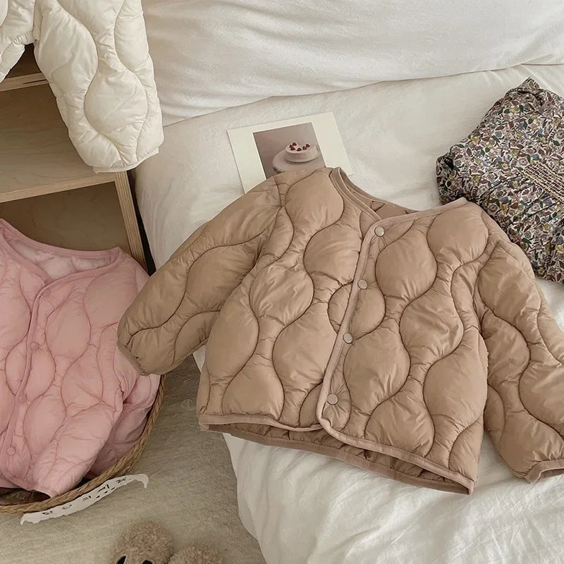 5035 Children's Clothes 2024 Winter Cotton Liner Short Boy's Cotton-padded Jacket All Match Baby Girl's Cotton Down Coat