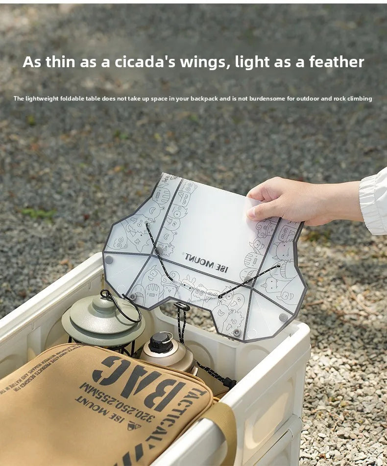 Folding mini Table Small Ultralight Folding PP Camp Table & Tray 97 g | Food-Grade Portable for Camping, Hiking Equipment