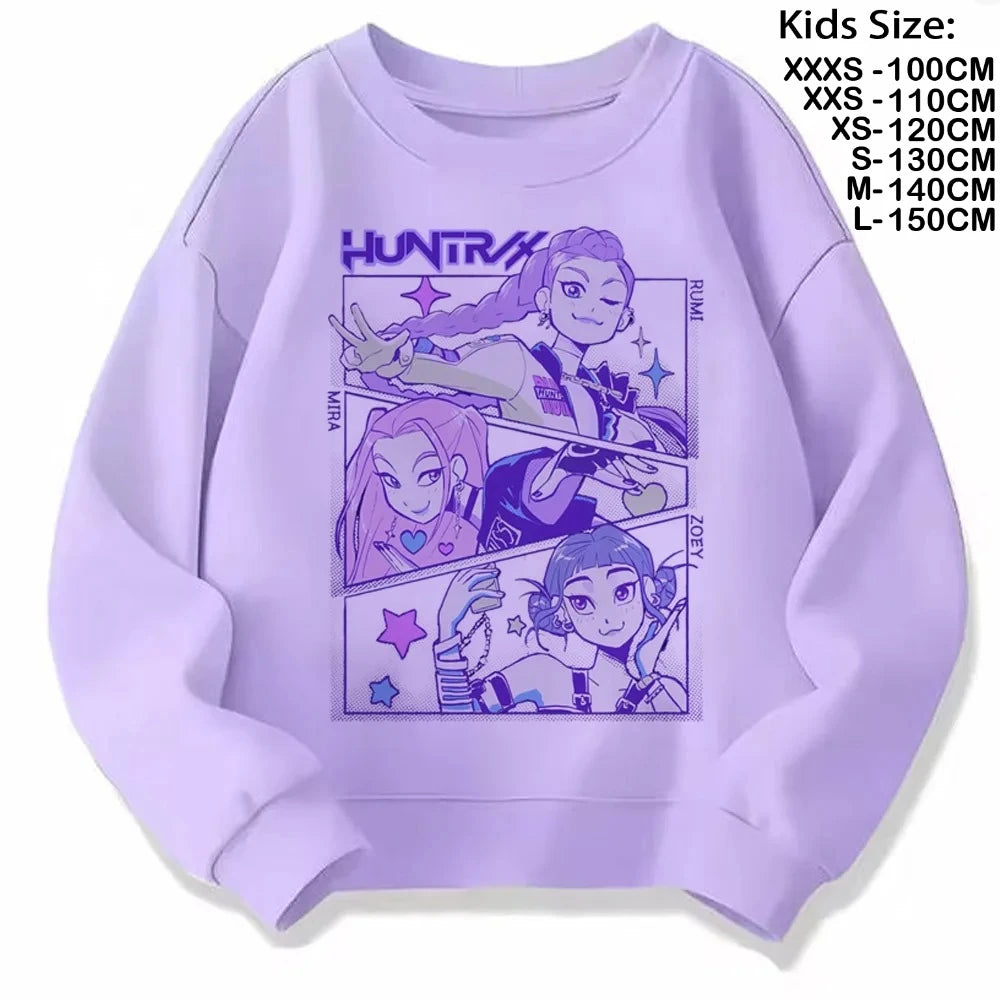 Movie Fans Gift Hoodie Girls Kids Huntrix Kpop Demon Hunters Children's Sweatshirt Cute Tiger Harajuku Hoody for Boys Girls