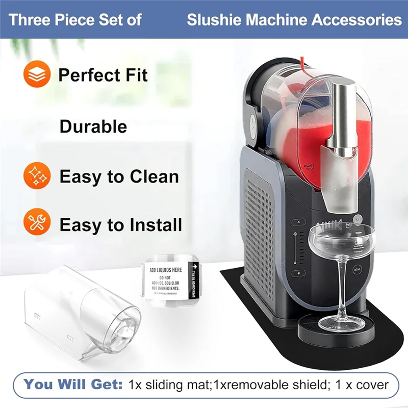 ABBZ-Replacement Accessories Kit For Ninja Slushie FS301,FS300- Anti-Slip Mat, Detachable Shields, Spout Cover Lid