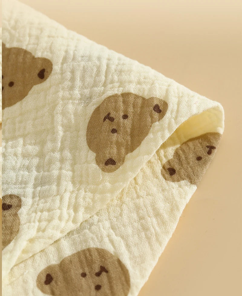 0-2Year Baby Bibs Saliva Scarf 5Pcs Triangle Scarf Cartoon Bear 4-Layer Linen Cotton Newborn Boy Girl Absorbent Cloth Baby Bibs