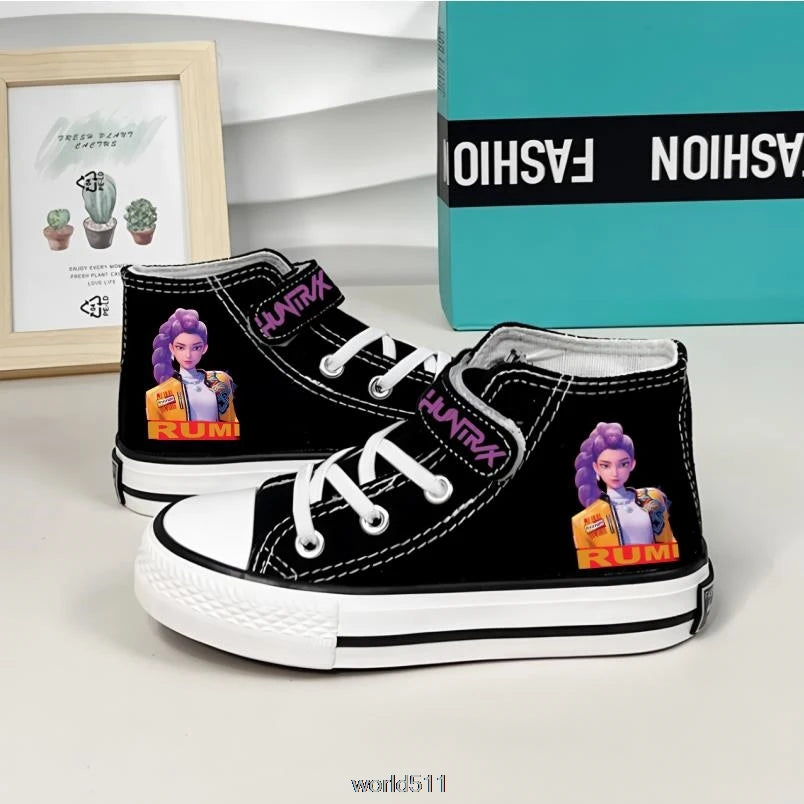 Children's Canvas Sneakers KPop Demon Hunters Fashion Student Shoes Boys Girls Outdoor Sport Shoes Sneakers Kids Casual Shoes