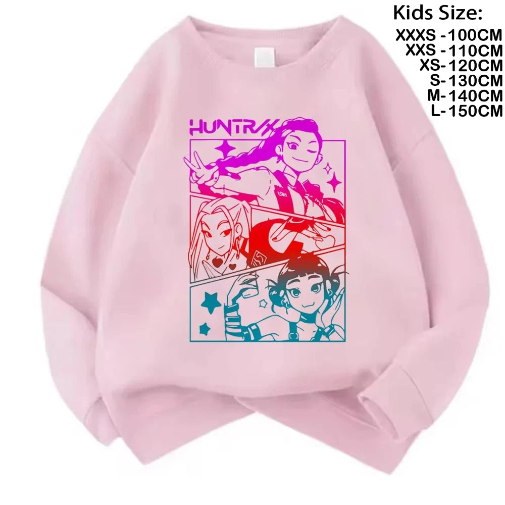 Movie Fans Gift Hoodie Girls Kids Huntrix Kpop Demon Hunters Children's Sweatshirt Cute Tiger Harajuku Hoody for Boys Girls