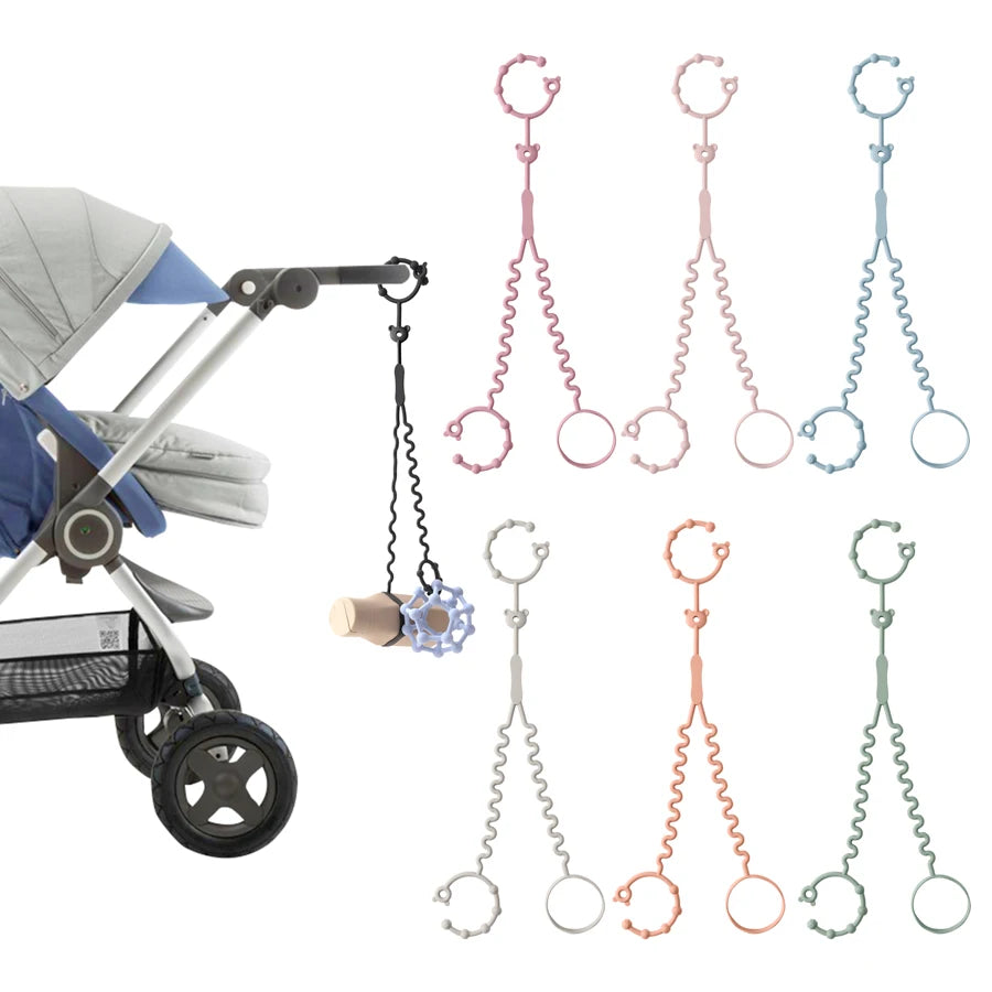 New 1PC Baby Pacifier Chain With 2 Clips Infant Bottle Chain Adjustable Silicone Pacifier Chain Teether Toy Stroller Accessories