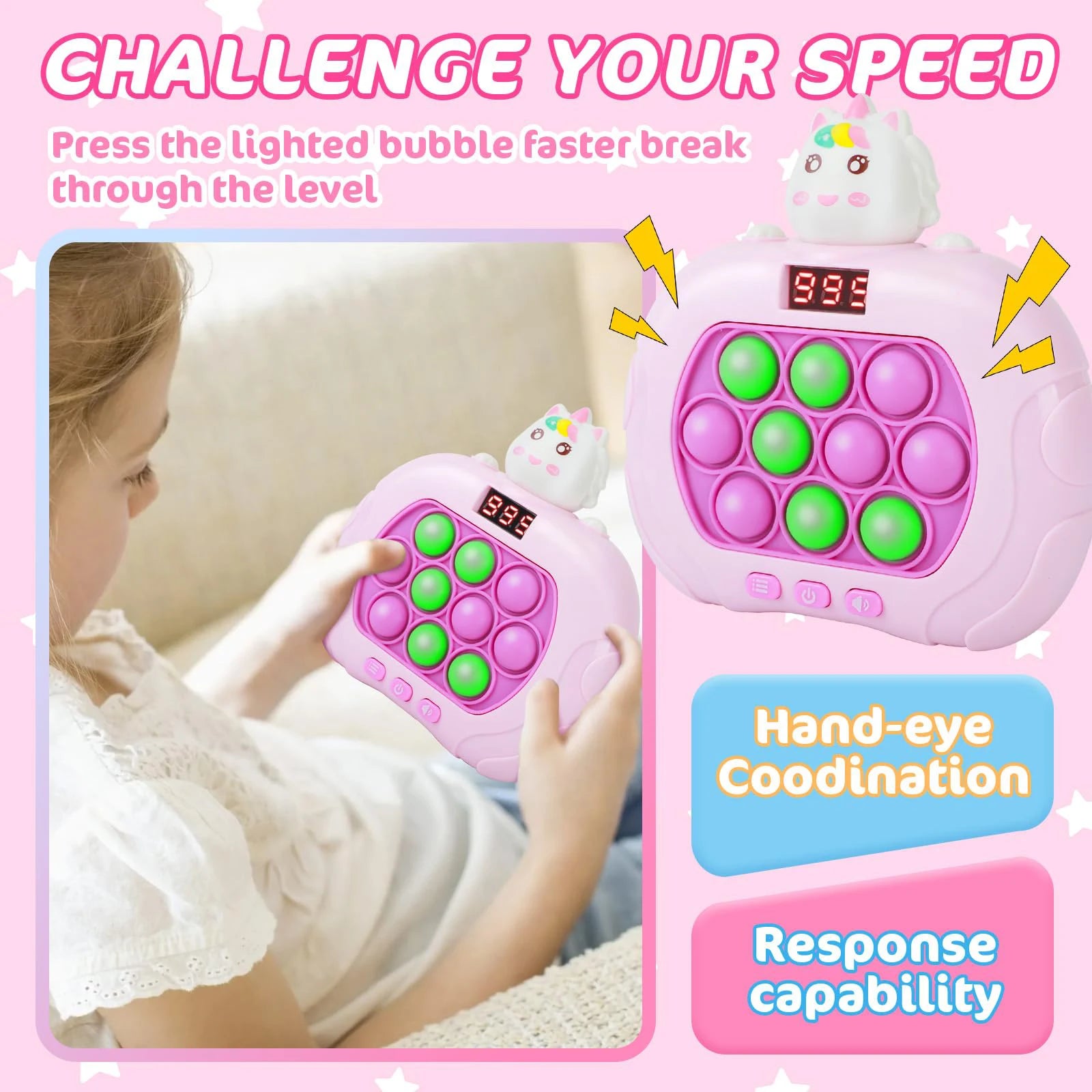 999 Level Electronic Pop Push Quick Push Game Console with LED Display Screen Suitable for Adult and Child Fidget Toy