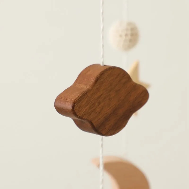 Baby Cloud Crib Mobile with Musical Box – Wooden Rattle Toy for Newborns 0–12M - I YAN