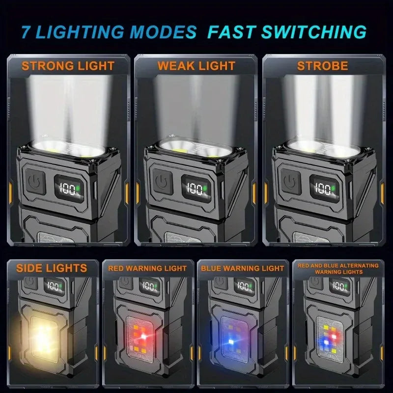 Tactical Edc Flashlight Light Portable Multifunctional Torch USB Rechargeable Outdoor Camping Emergency Light Fishing Lanter