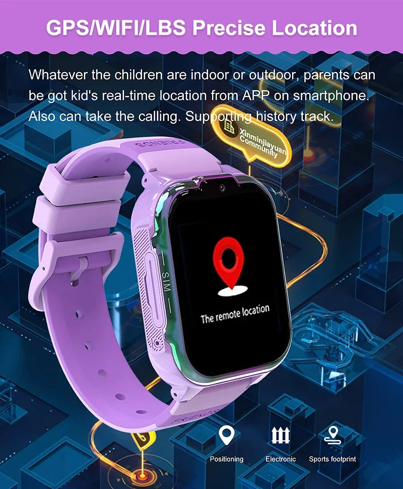 2025 New Kids GPS Smart Watch 4G Track Video Call Camera SOS – Waterproof LBS Location Tracker Smartwatch - I YAN