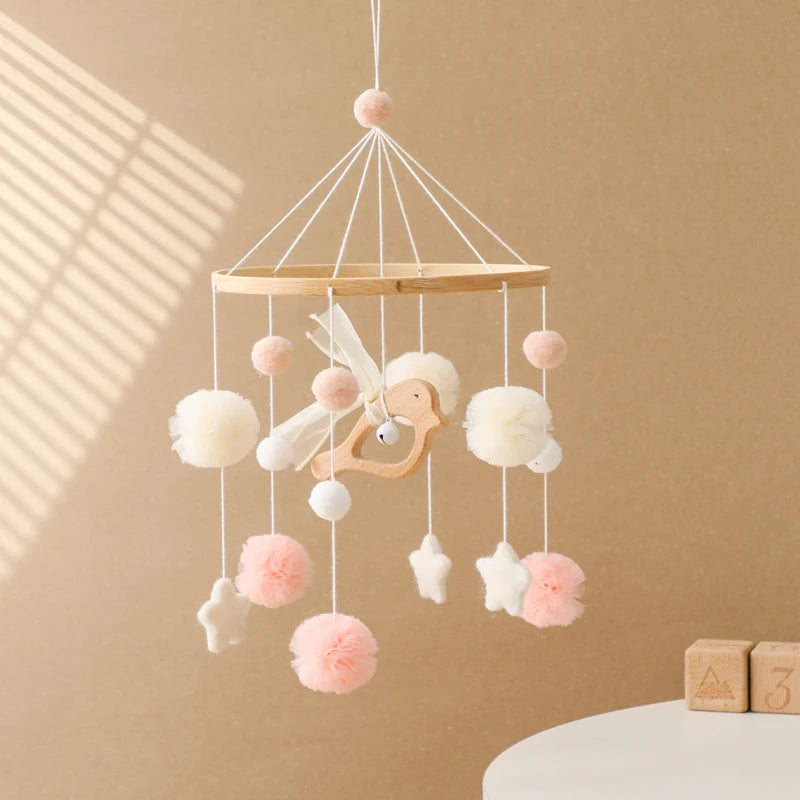 Hot Air Balloon Wooden Baby Crib Mobile – Musical Bed Bell & Rattles for Newborns 0–12M - I YAN