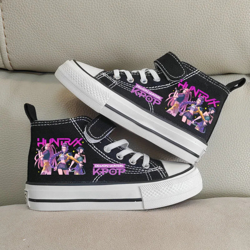 Children Casual Sneakers Girls' High-Top Canvas Shoes KPop Demon Hunters New Student Running Kids basket Shoes Rumi Tennis Shoes