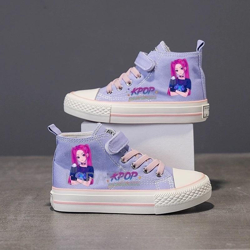 Children Casual Sneakers Girls' High-Top Canvas Shoes KPop New Student Running Kids basket Shoes Rumi Tennis Shoes