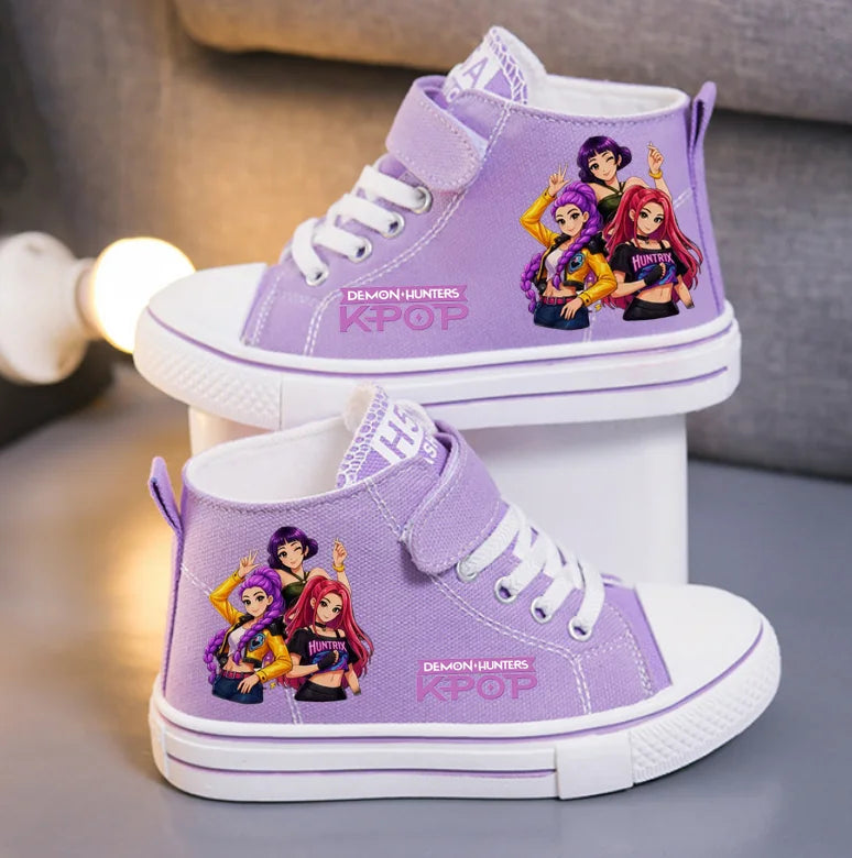 Kpop Demon Hunters Children's Canvas Shoes Fashion Student Shoes Boys Girls Outdoor Sport Shoes Sneakers Print Kids Casual Shoes
