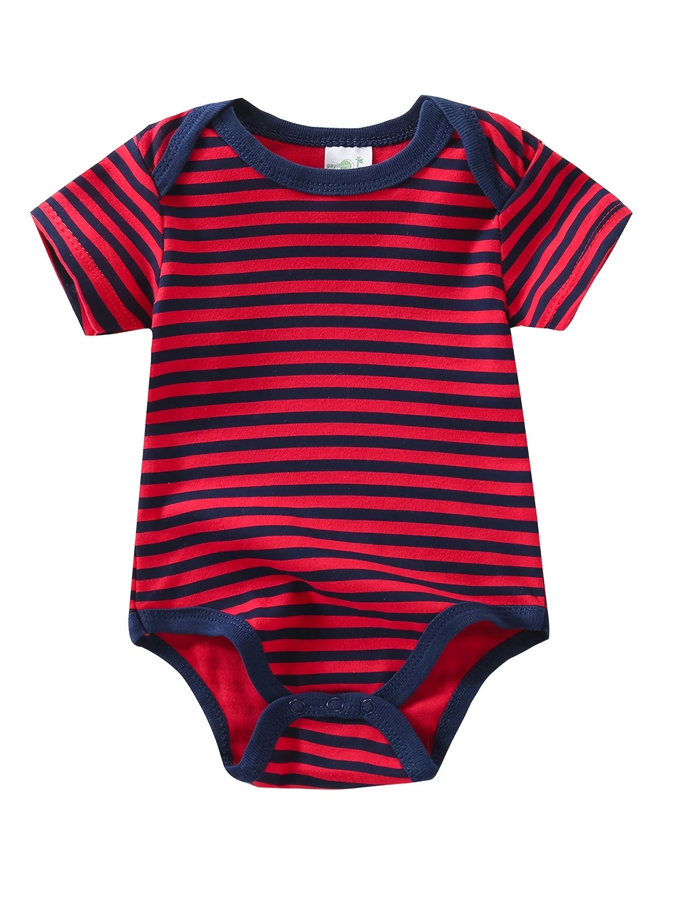 Set of 5 cotton baby boy short sleeve rompers by I YAN, breathable, casual infant clothes for boys aged 0-9 months.