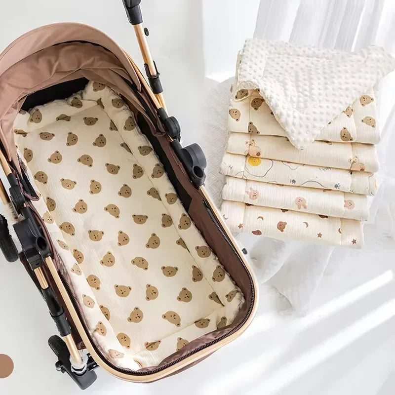 Soft and Comfortable Baby Walking Thick Cartoon Bear Baby Stroller Cushion Cotton Shoulder Strap Baby Stroller Cushion