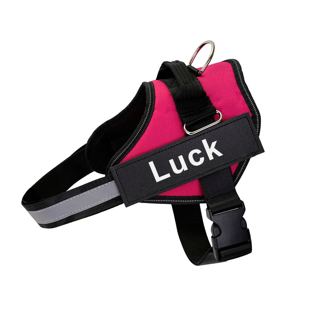 Adjustable reflective dog harness by I YAN, breathable no-pull vest for small and large dogs, with secure buckle and padding.