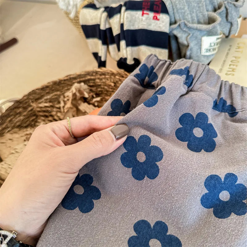 Autumn New Children Loose Trousers Vintage Flower Print Girls Harem Pants Baby Boys Casual Pants Cotton Baby Trousers Clothes