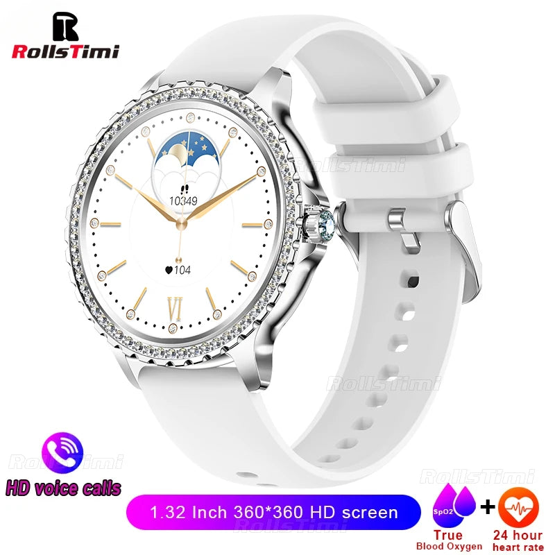 2024 New Gold Luxury Smart Watch Women 1.32Inch HD Screen Sports Custom Dial Heart Rate Voice Call Smart watch For Gift Ladies