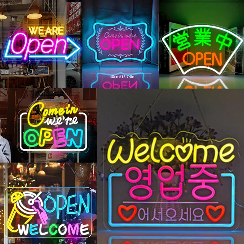 Open LED Neon Signs Light Up Open Sign Walls Window Art Decor for Shop Bar Hotel Restaurant Retail Store Party Pub