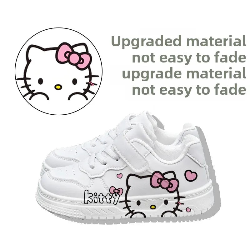 New Hello Kitty Girls Low Top White Sneakers Cute Cartoon Casual Shoes Fashion Canvas Shoes For School Kids Wholesale