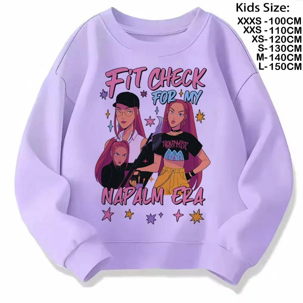Movie Fans Gift Hoodie Girls Kids Huntrix Kpop Demon Hunters Children's Sweatshirt Cute Tiger Harajuku Hoody for Boys Girls