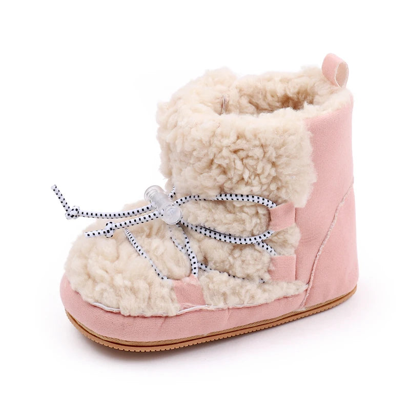 Winter Cute Baby Girls Boys Snow Booties Fashion Design High Quality Non-slip Casual Shoes Coral Velvet Prewalker Shoes BMB3119