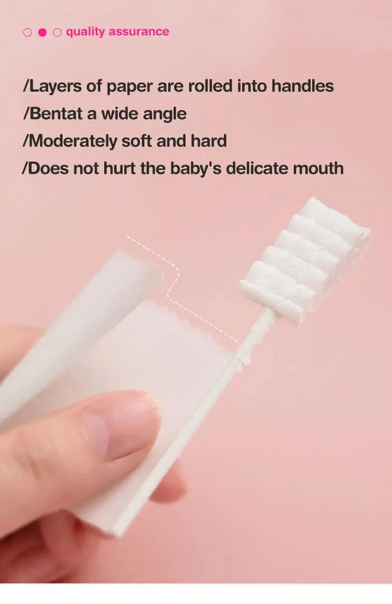 30/60/90pcs Disposable Baby Tongue Clean Stick Baby Oral Cleaner Gauze Glue-free Forged Baby Oral Tongue Cleaner for Babies