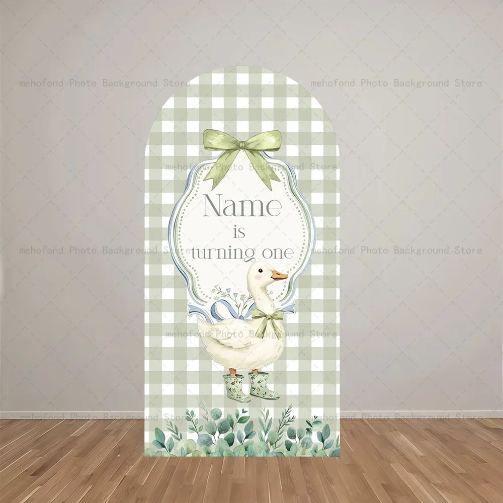 Mehofond Arch Backdrop Customized Name Silly Goose Fresh Daisy Kid Bride Baby Birthday Party Decor Studio Photography Background