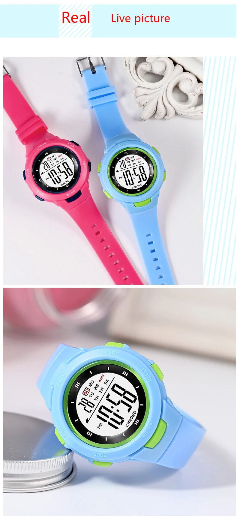 I YAN UTHAI CE49 kids' waterproof luminous smart watch with alarm clock, suitable for boys and girls, electronic student gift.