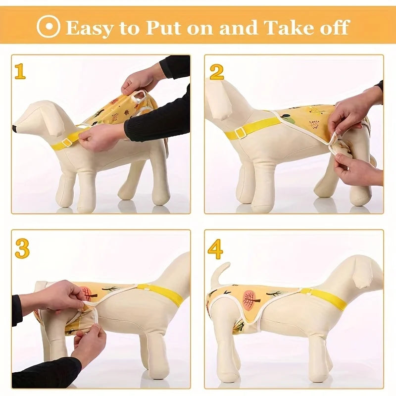 Reusable Female Dog Diapers Washable Adjustable Breathable Mesh Pants with Buckle for Heat Period Incontinence