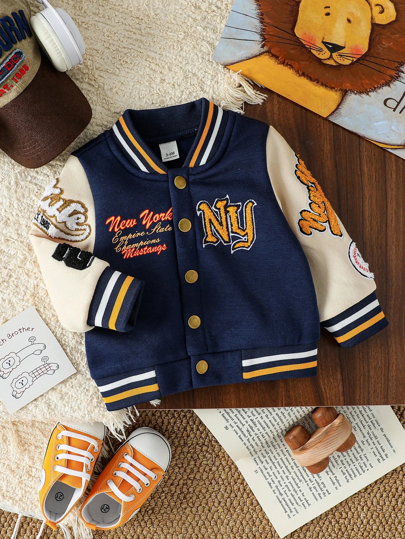 Baseball Fashion Jackets Baby Boys Embroidered Cardigan Autumn Spring Casual Outwears Trends Sweatshirt Coats For 1-3Y