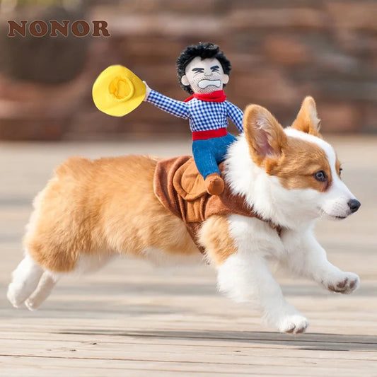 Funny cowboy costume jacket for small and large dogs, perfect for Halloween parties, featuring French Bulldog and Chihuahua in I YAN brand.