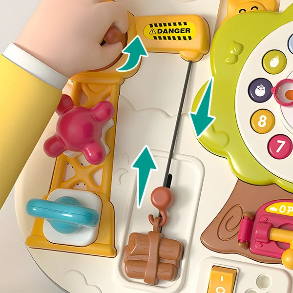 Montessori busy board sensory toy for toddlers with music and LED lights, suitable for 1-3 year old boys and girls by I YAN.