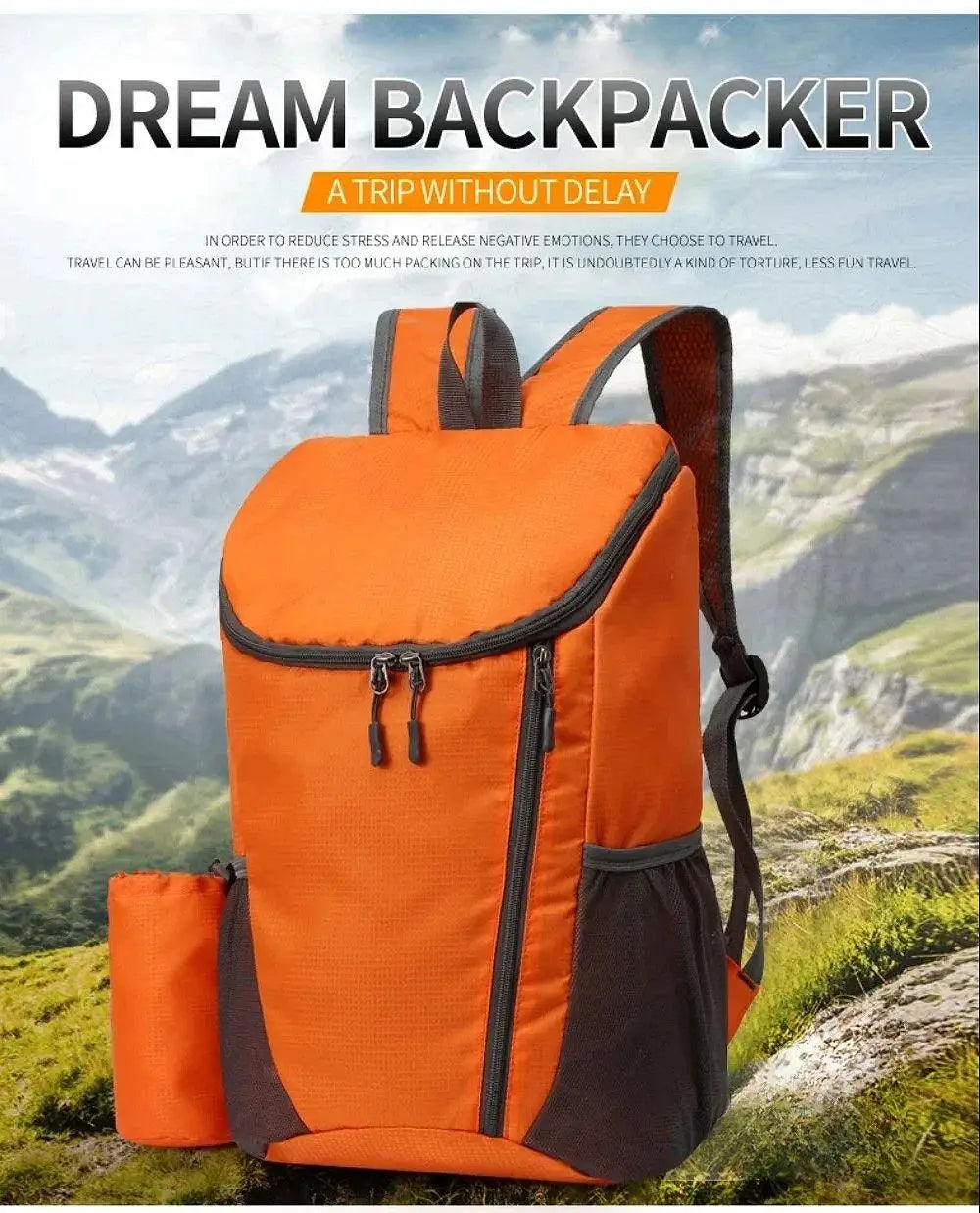 20L Foldable Ultralight Backpack Portable Waterproof Unisex Outdoor Mountaineering Cycling Travel Hiking Camping Sports Bag