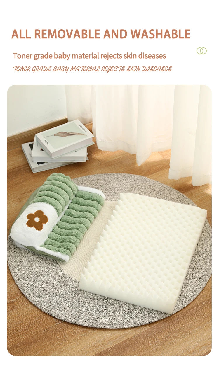 I YAN thickened, washable dog bed with plush flannel surface, deep sleep design, suitable for small to large dogs and cats.