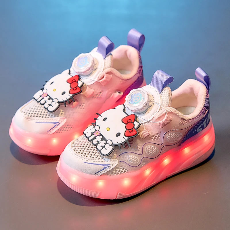 Hello Kitty Children's In-line Skating Shoes Four-Wheel Design Adjustable Roller Blades for Boys Girls Sports Footwear Sneakers