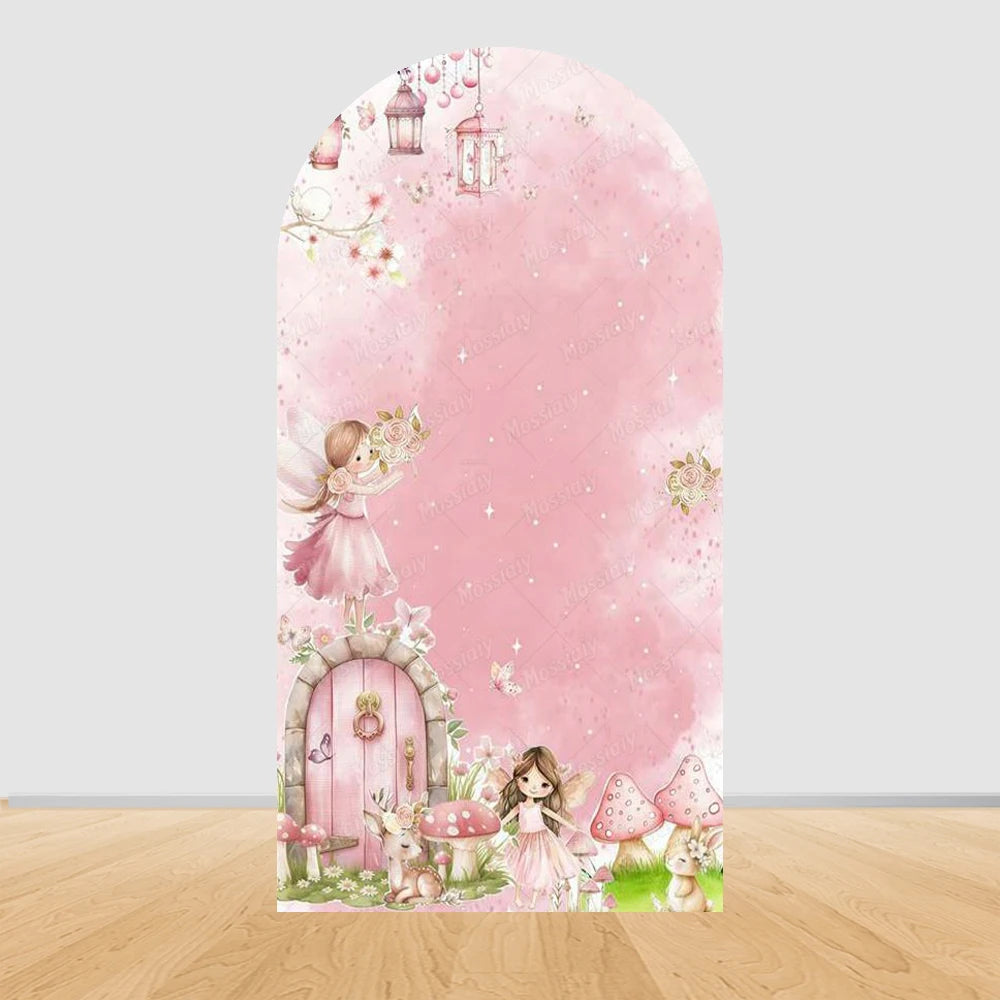 Custom Wonderland Fairy Mushroom Butterfly Chiara Arch Backdrop Cover Ballet Girls Birthday Party Baby Shower Decor Background