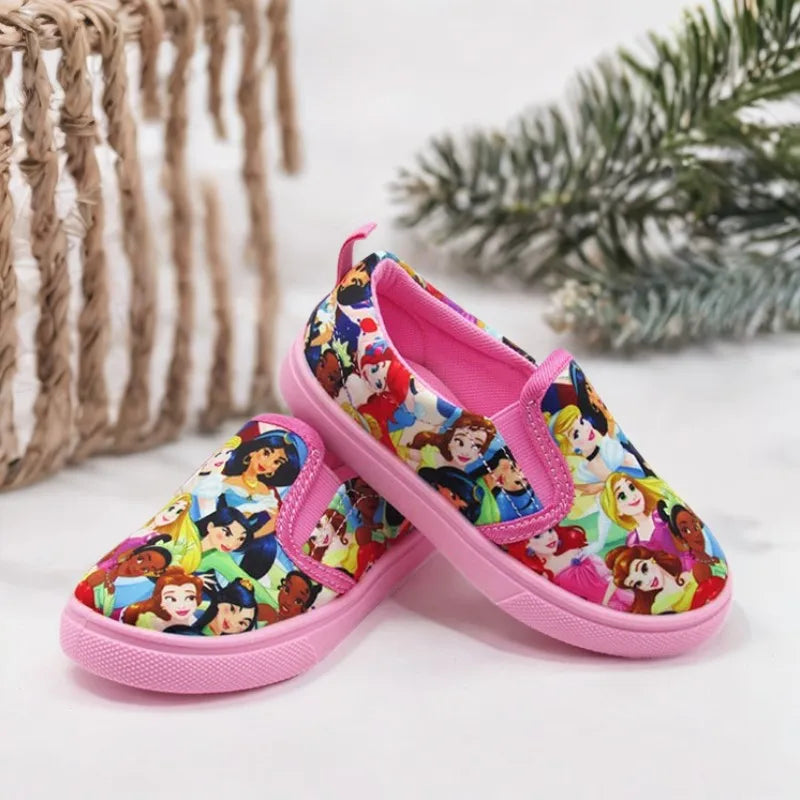 Disney Children's Casual Canvas Shoes Lazy Cartoon Priness Children's Student's Girls' Pink Comfortable Shoes Size 26-31