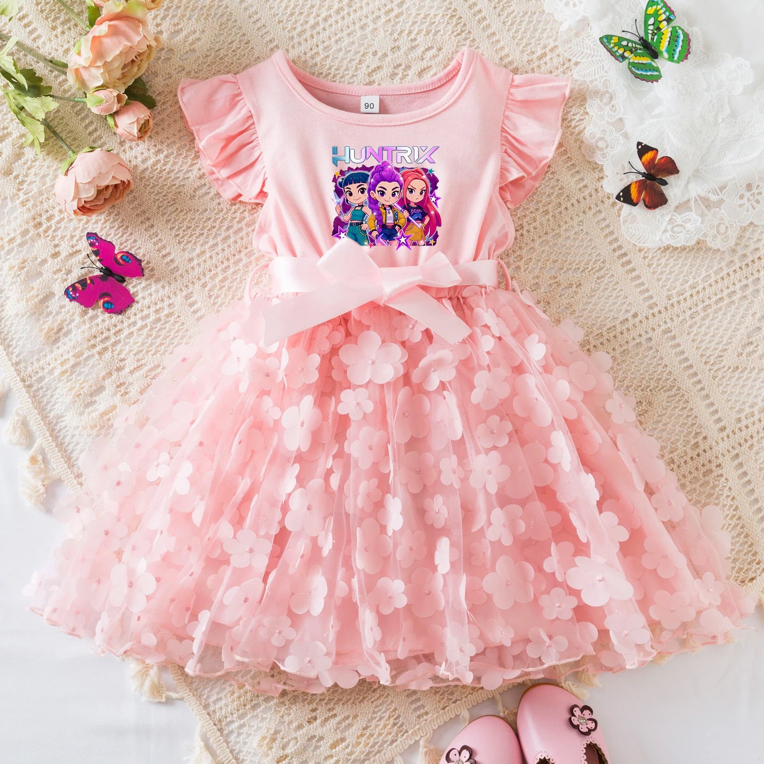 K-Pop Hunters Zoey Mira Rumi Summer Dress for Girls 2-6Y Bow Tutu Butterfly Kid's Princess Dress Elegant Wedding Party Dress