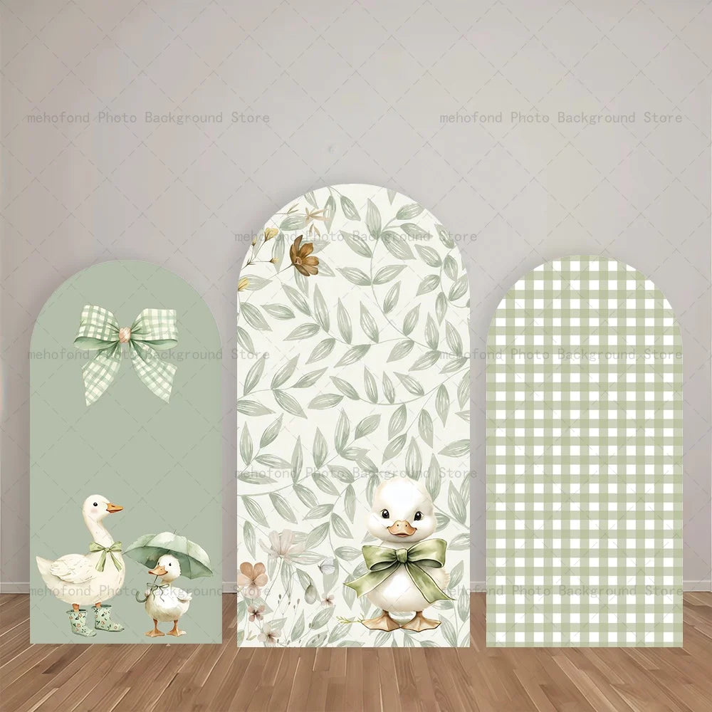 Mehofond Arch Backdrop Fresh Light Green Color Scheme Cute Duck Kids Baby Birthday Party Decor Studio Photography Background