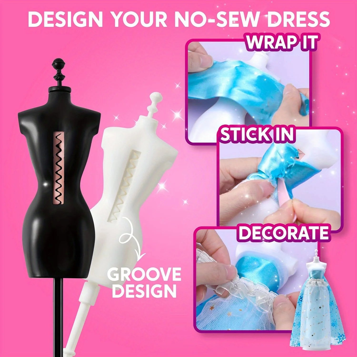 JOYFY fashion design craft kit for kids with sewing supplies and 3 mannequins, ideal for girls aged 8-12, creative art and DIY projects