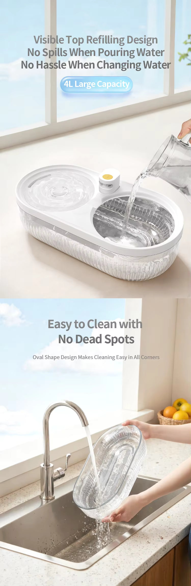 Large Capacity Cat Water Fountain for Cats Ultra Quiet